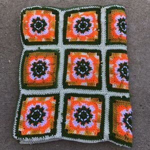 Granny Squares Home Made Crochet Throw Blanket 36” X 44” Good Condition